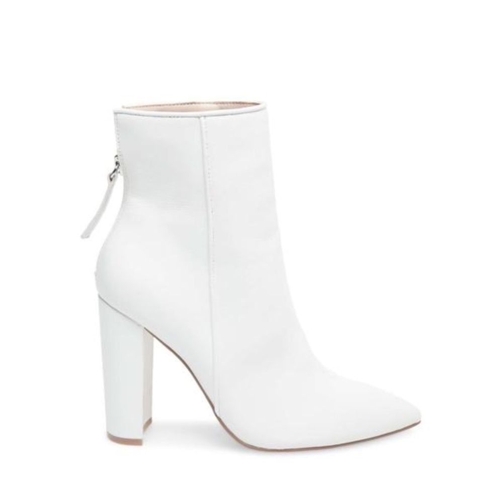 Trista White Leather Boots